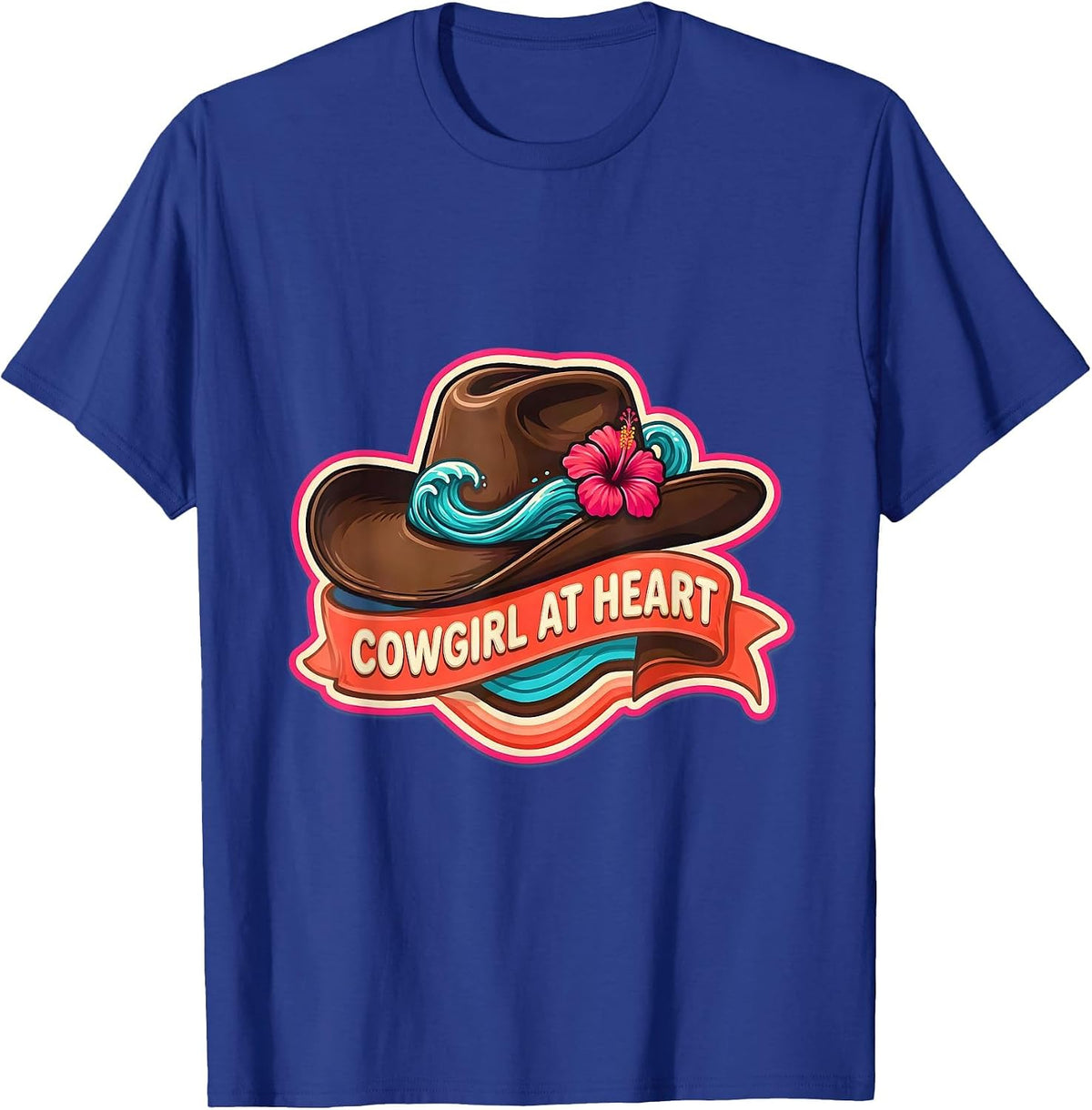 Men's Cowgirl At Heart Western Spirit Design T-Shirt - Royal Blue