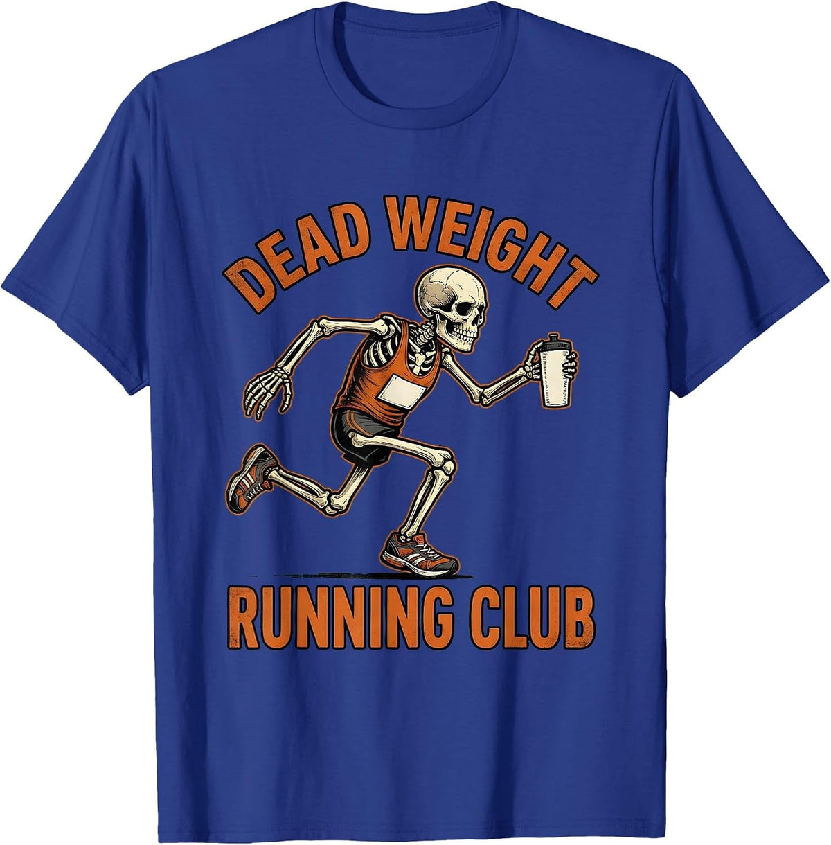Dead Weight Running Club Funny Halloween Runner Skeleton T-Shirt - Royal Blue