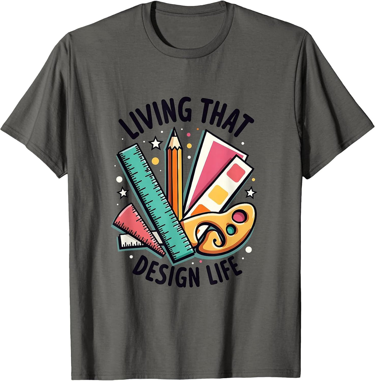 Living That Design Life Creative Graphic T-Shirt - Asphalt Grey