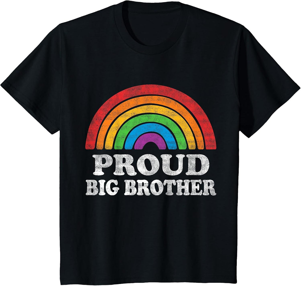 Proud Big Brother LGBTQ Rainbow Support LGBT Gay Pride Month T-Shirt - Black
