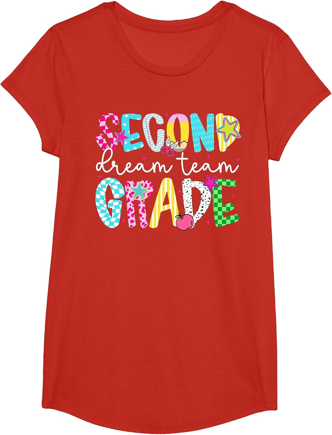 Back to School 2nd Second Grade Dream Team Teacher Boy Girl T-Shirt - Girls Red