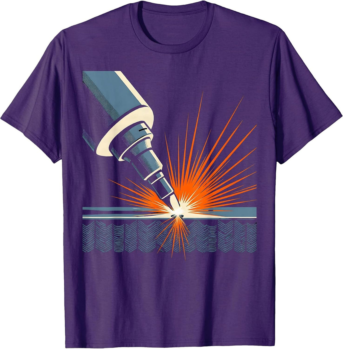 Men's Oversized MIG Welding Gun Blue Collar Humor Metal Worker T-Shirt - Purple