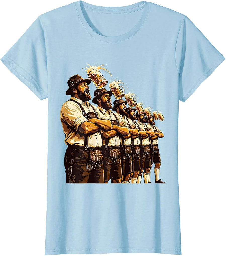 Women's Oktoberfest Arm in Arm Singing Celebration T-Shirt - Baby Blue