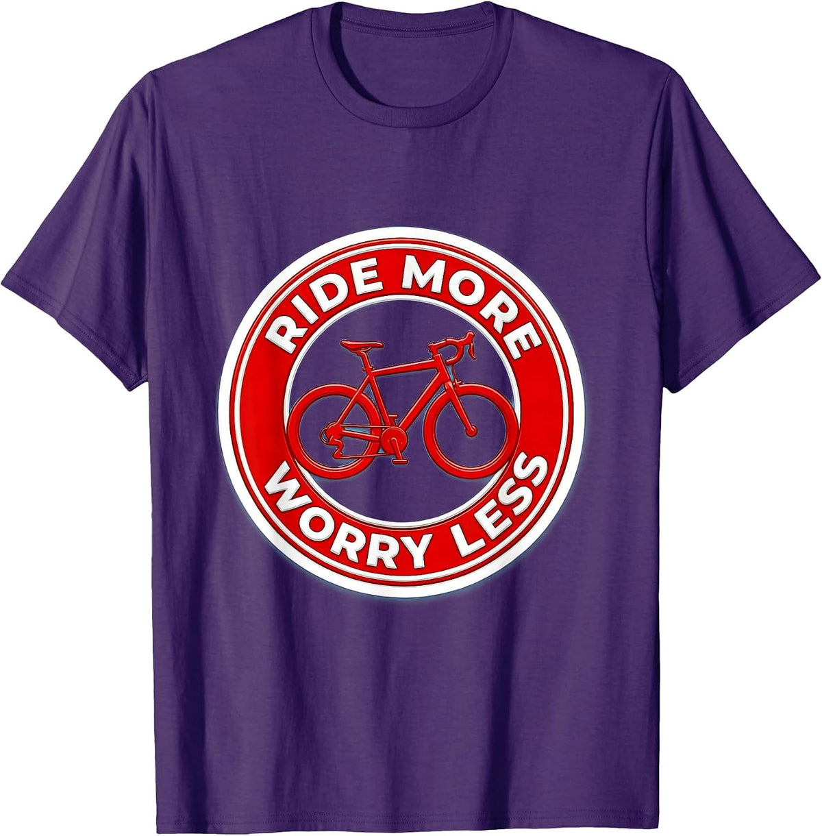 Men's Ride More Worry Less Cycling Design T-Shirt - Purple