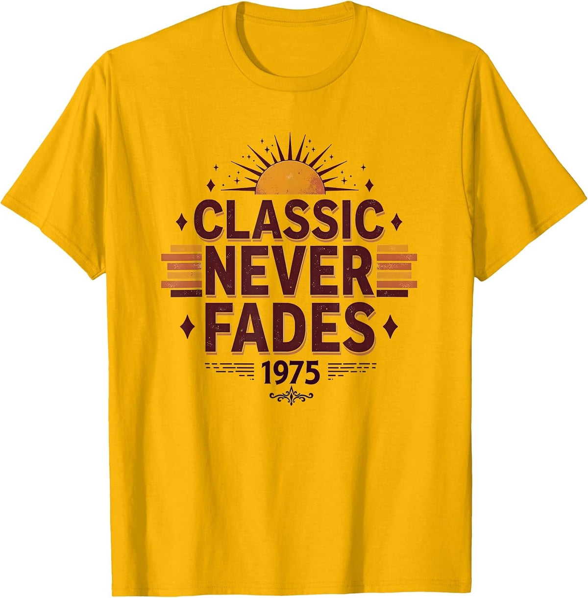Vintage 1975 Classic Never Fades Retro Design T-Shirt - Golden Yellow