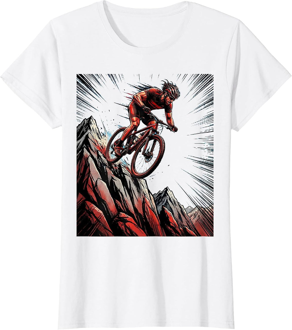 Women's Cyclist Cresting Mountain Summit Graphic T-Shirt - White