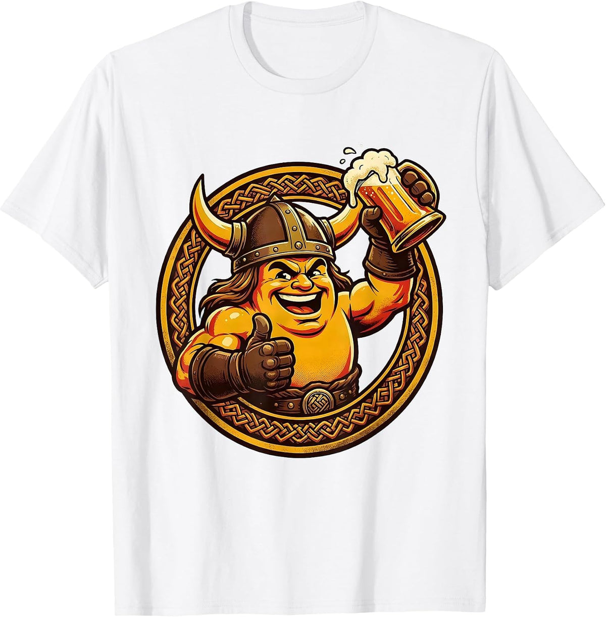 Men's Viking Warrior Beer Toast Graphic Tee T-Shirt - White