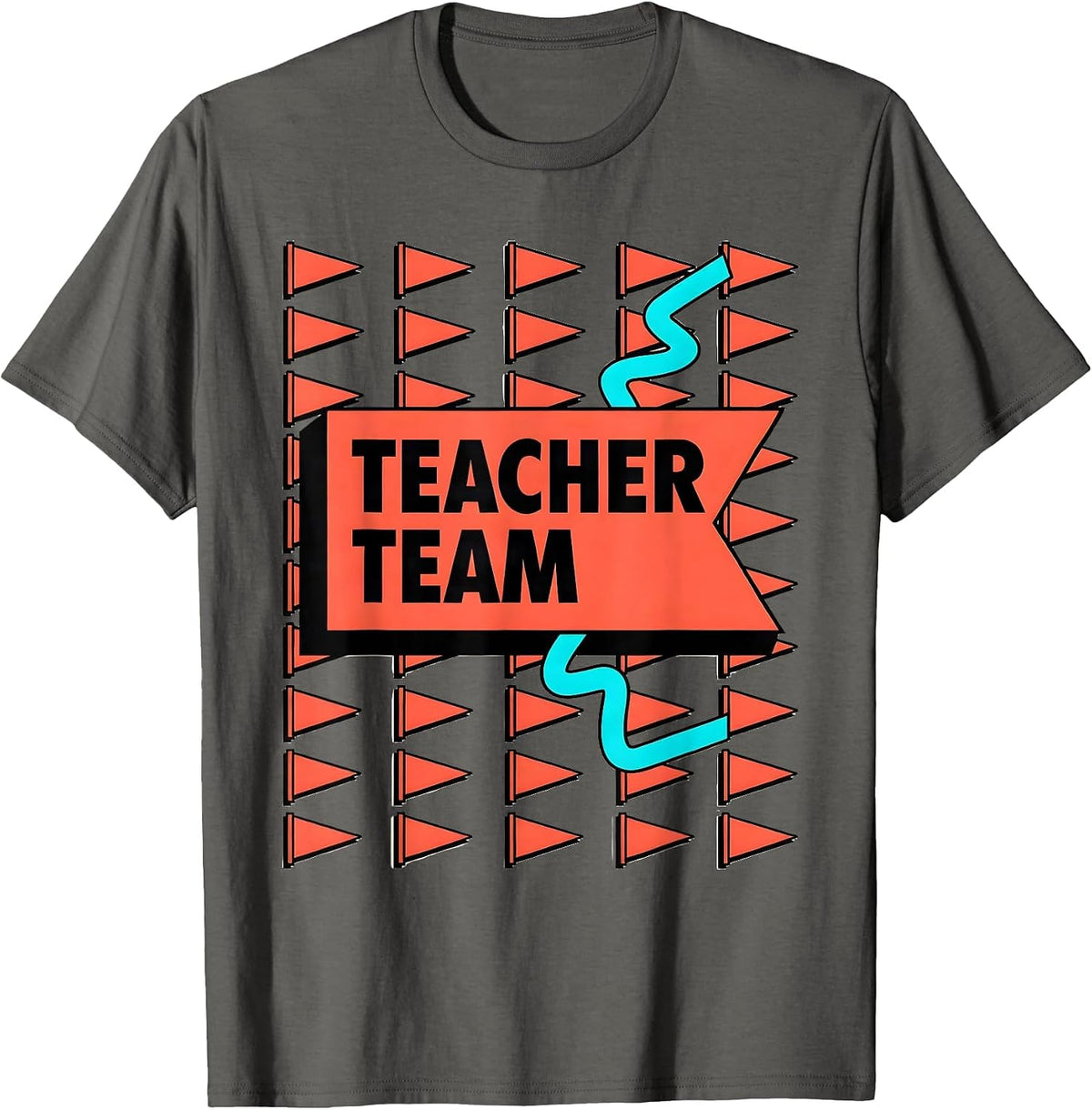 Teacher Team Memphis Postmodern Teacher Crewneck T-Shirt - Asphalt Grey