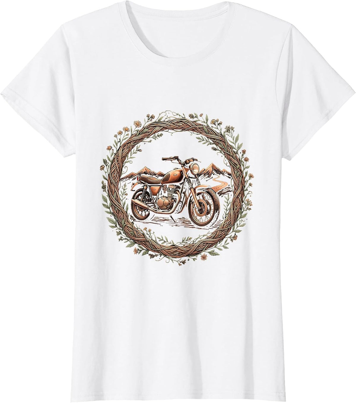 Mountain Road Motorcycle Freedom Ride Graphic T-Shirt - White