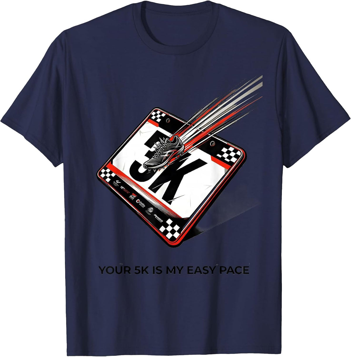Your 5K Is My Easy Pace Racing Livery Cross Country Runner T-Shirt - Navy Blue