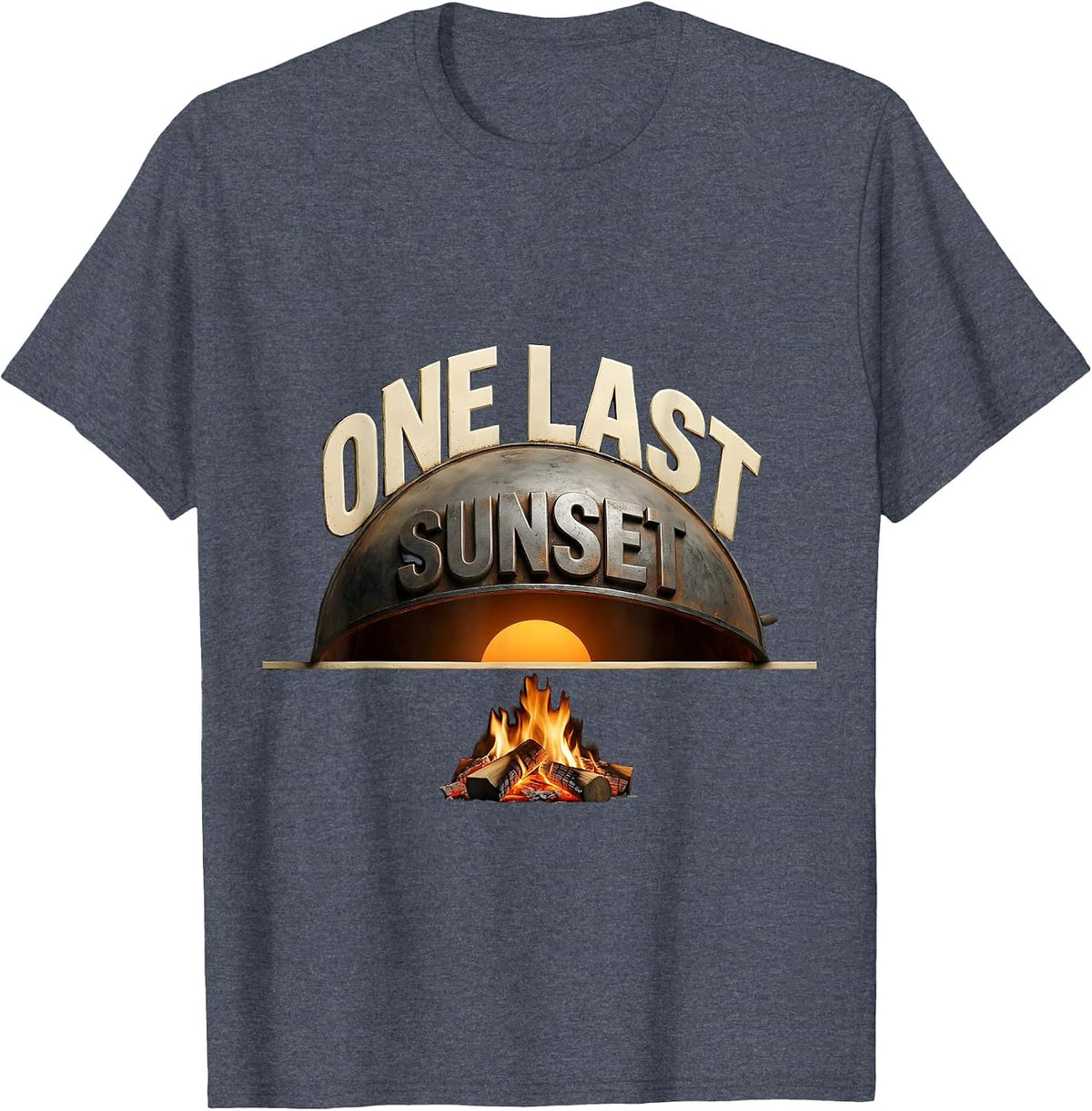 One Last Sunset Funny BBQ Pitmaster Grill Dad Humor T-Shirt - Heather Blue