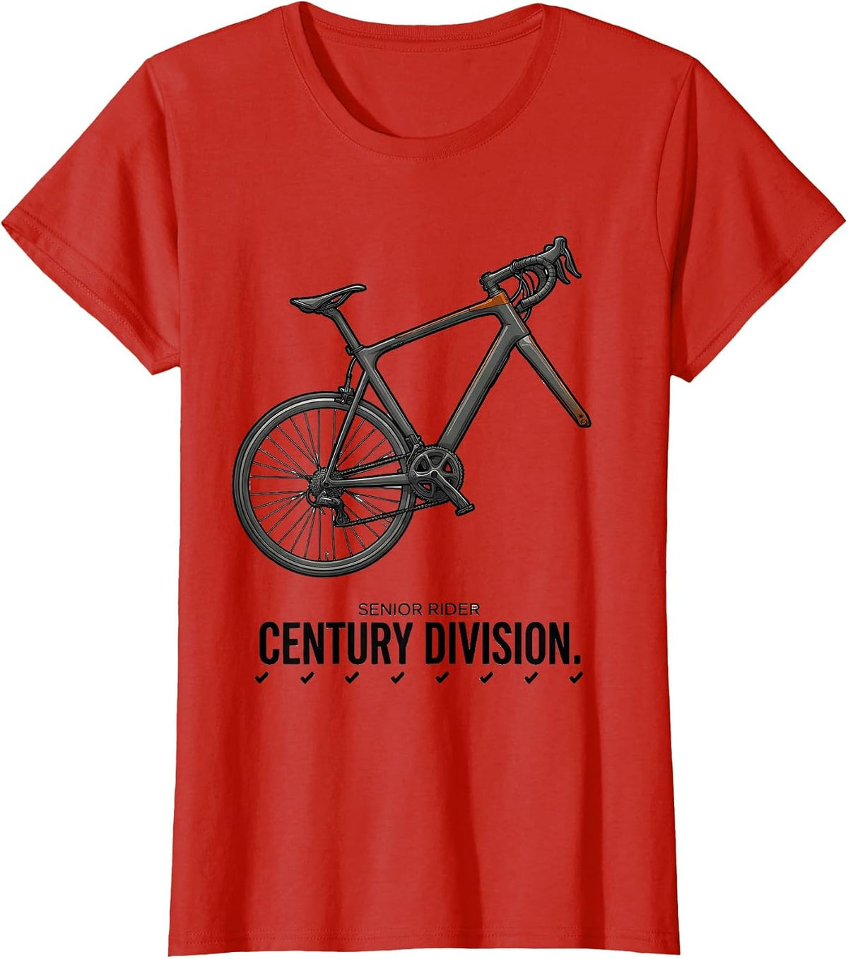 Senior Rider Century Division Funny Old Guy Cycling T-Shirt - Red