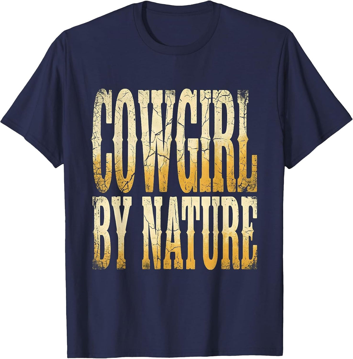 Men's Cowgirl By Nature White Cowgirl Design T-Shirt - Navy Blue