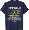Retired 2nd Armored Cavalry Regiment Veteran Flag Patriotic T-Shirt - Navy Blue