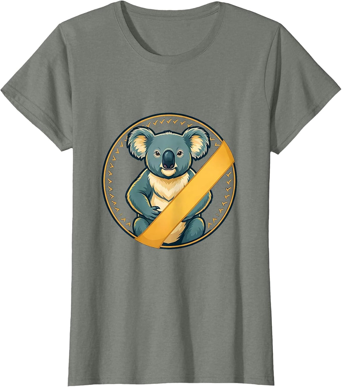 Koala Badge Animal Lover Humor T-Shirt - Olive Heather