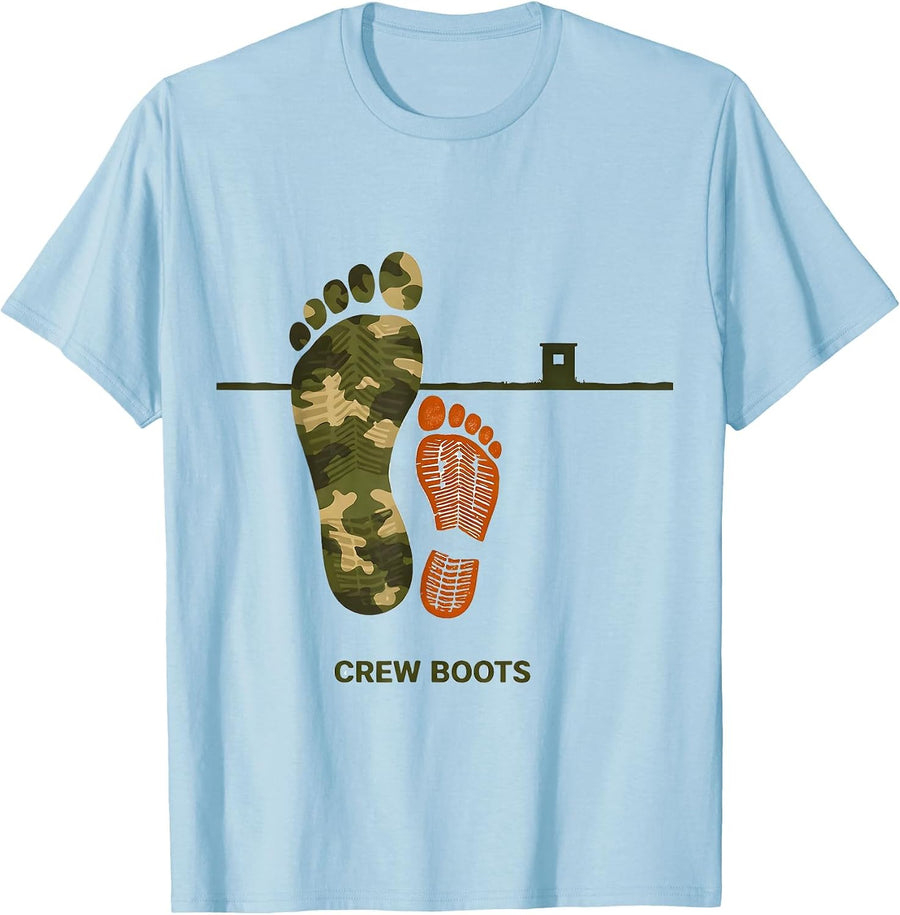 Men's Crew Boots Camo Deer Hunting Youth Funny Hunting Family T-Shirt - Baby Blue