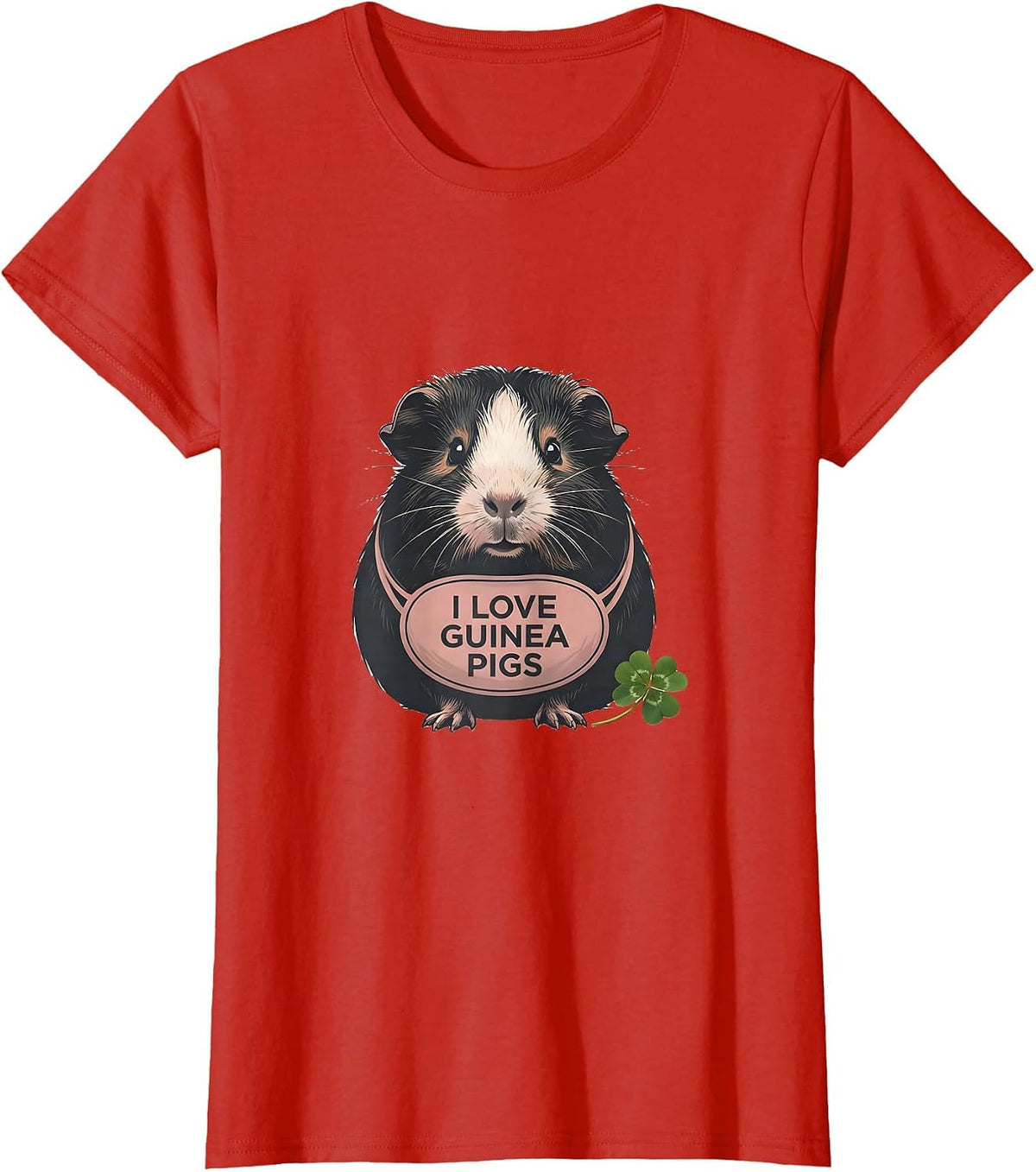 I Love Guinea Pigs Funny Guinea Pig Lover Minimalist Pet T-Shirt - Red