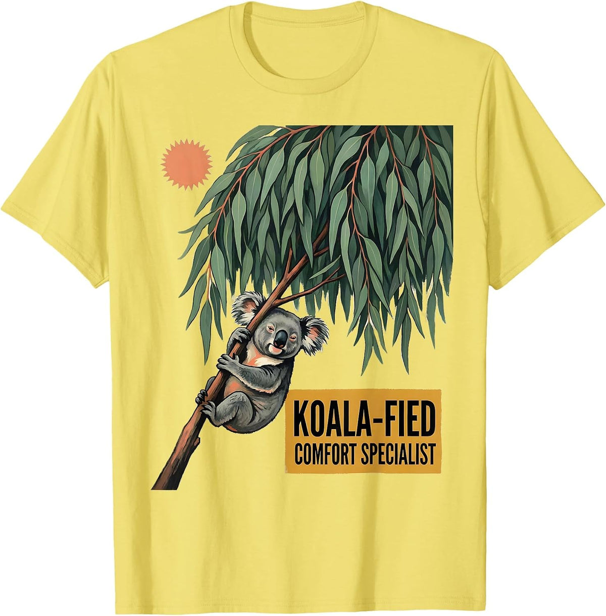 Men's Koala-Fied Comfort Specialist Cute Koala Lover Gift T-Shirt - Lemon Yellow