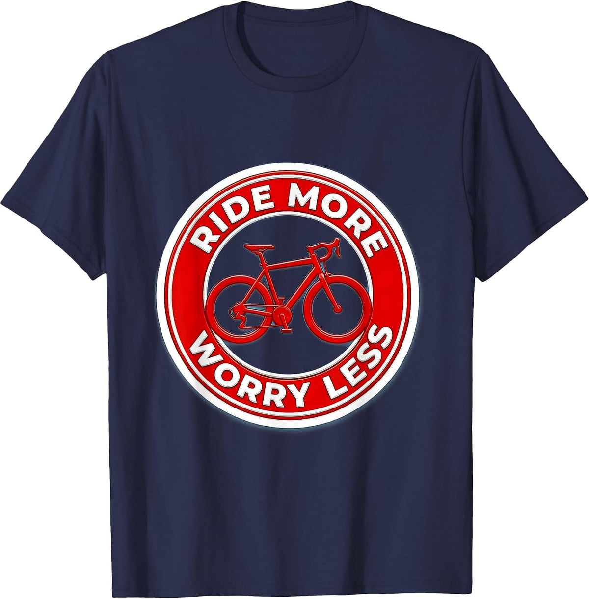 Men's Ride More Worry Less Cycling Design T-Shirt - Navy Blue