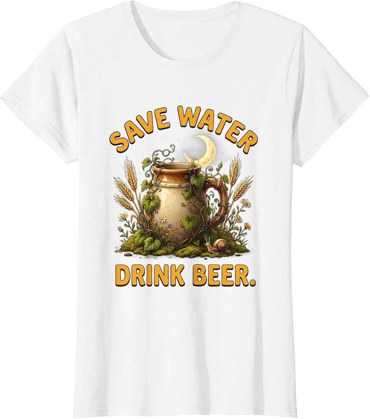 Women's Save Water Drink Beer Funny Brewing Design T-Shirt - White