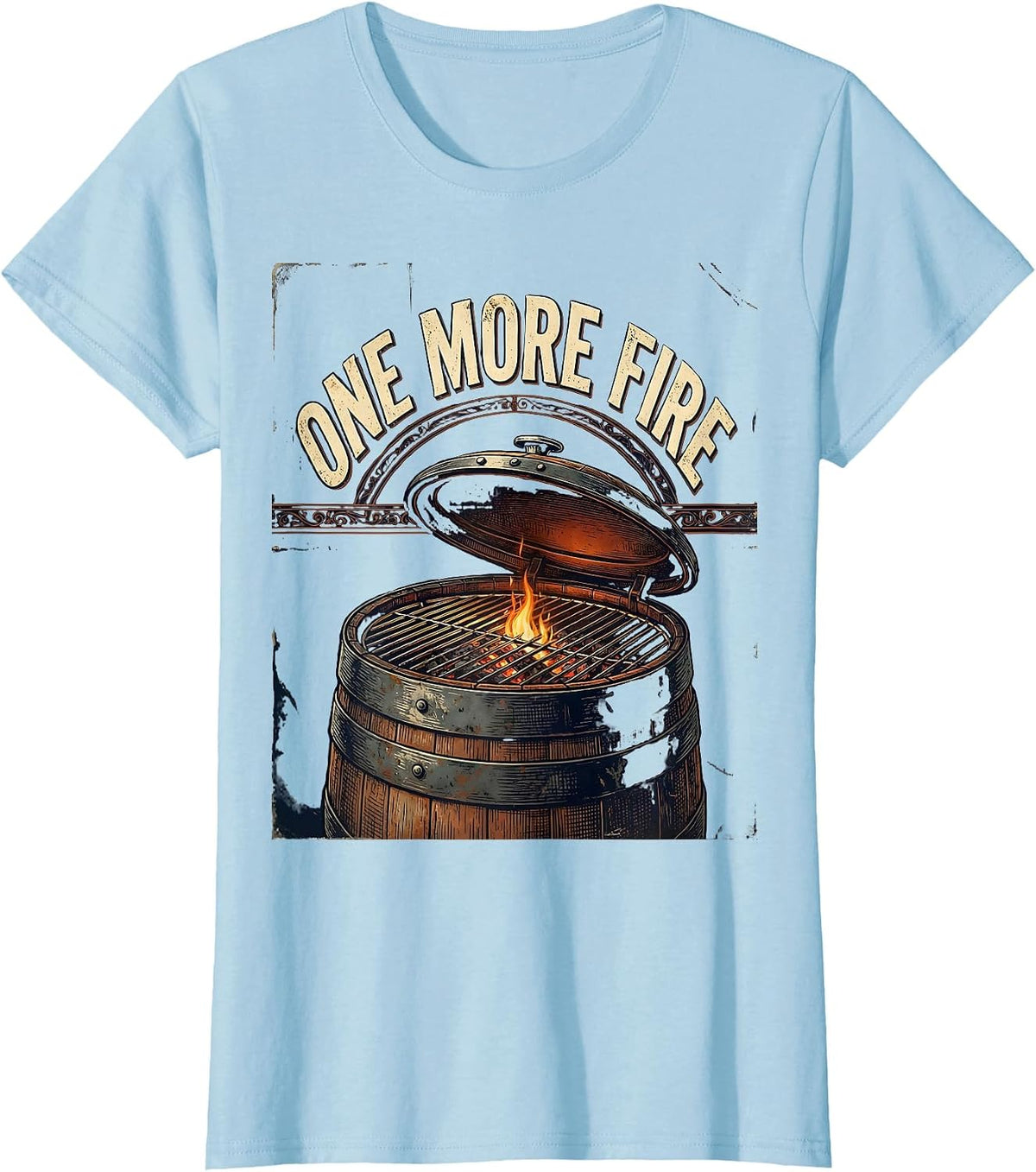 One More Fire Vintage BBQ Pitmaster Last Cookout Of Summer T-Shirt - Baby Blue