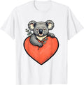 Men's Koala on Heart Cute Animal Lover Gift T-Shirt - White