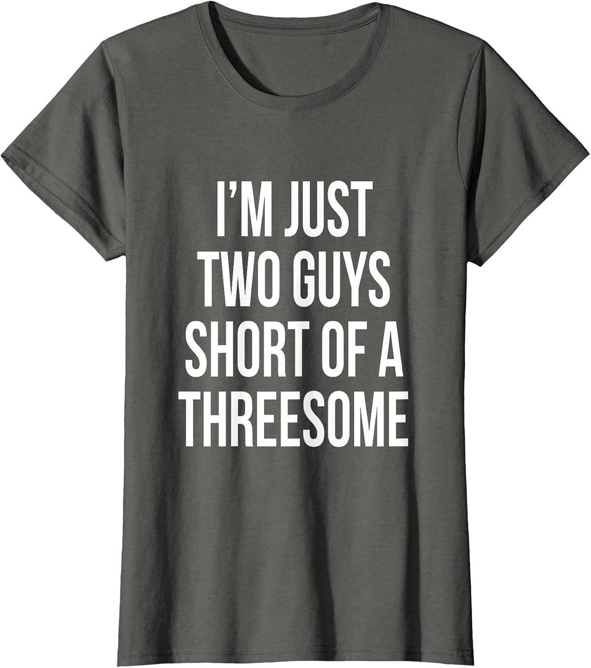 Threesome 3some Guys Girls Men Women Flirt Pride Funny Gag T-Shirt - Asphalt Grey
