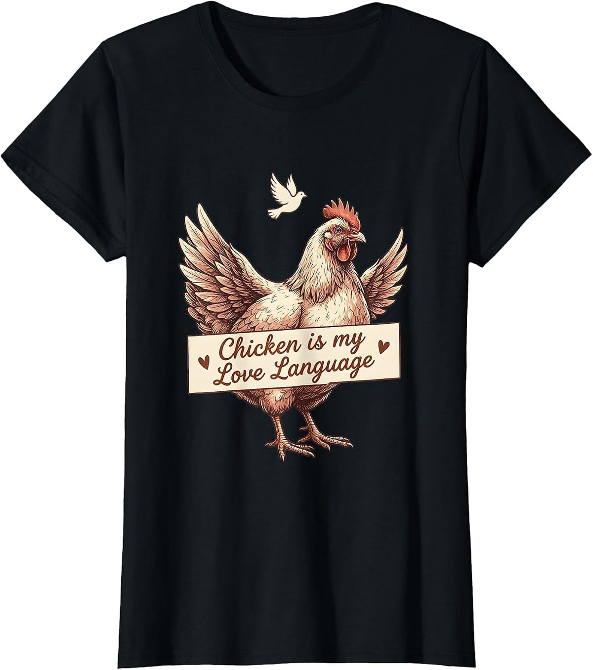 Chicken Is My Love Language Poultry Design T-Shirt - Black