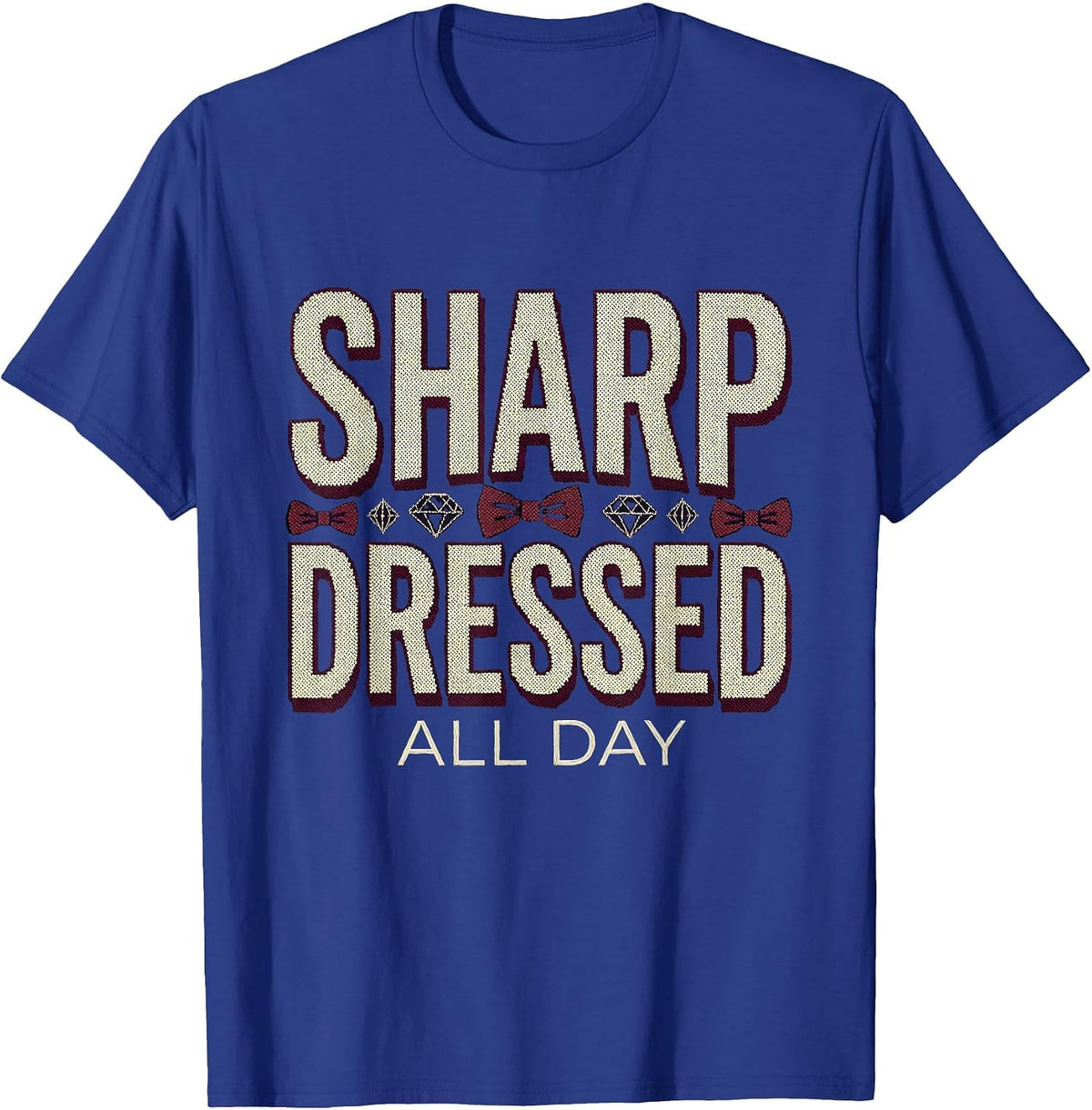 Sharp Dressed All Day Tuxedo Graphic Design T-Shirt - Royal Blue