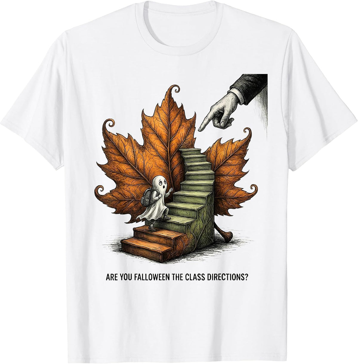 Men's Are You Falloween The Class Directions Teacher T-Shirt - White