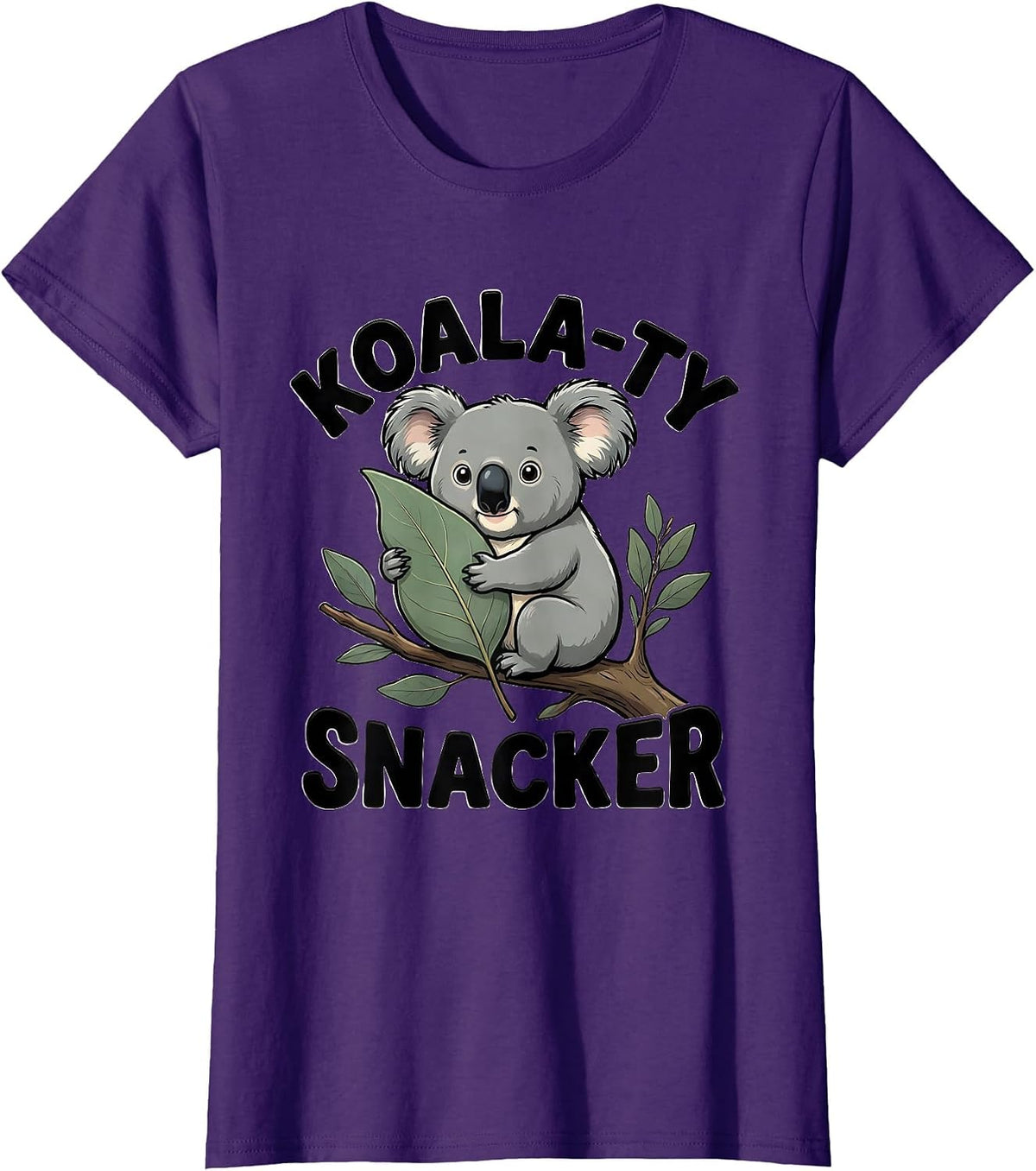 Women's Koala-ty Snacker Cute Chibi Koala Pun Animal Lover Humor T-Shirt - Purple