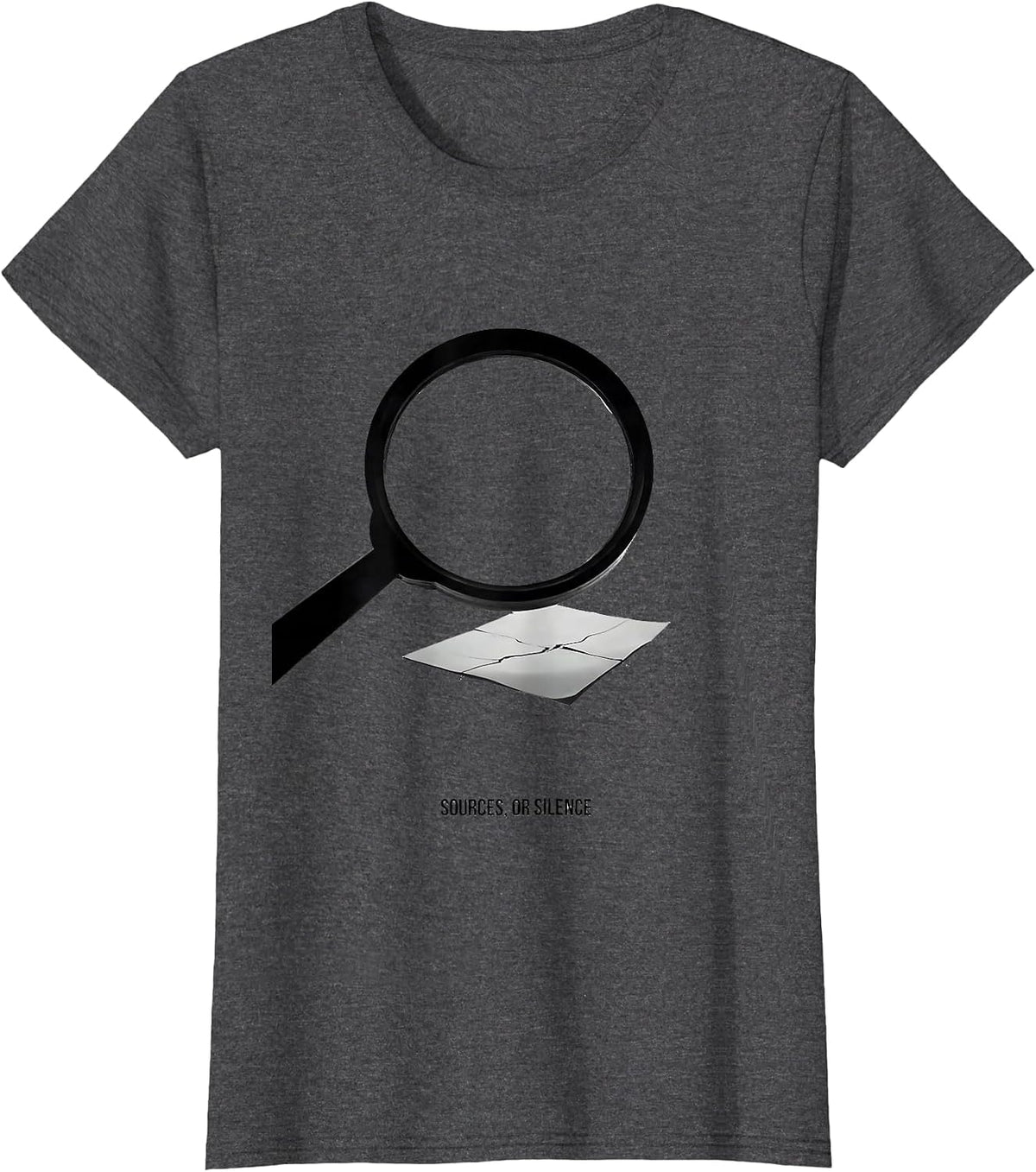 Women's Sources Or Silence Funny History Teacher Classroom Humor T-Shirt - Dark Heather Grey