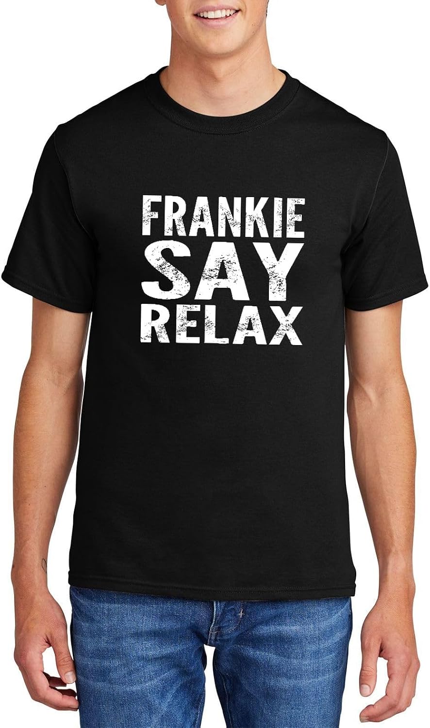 Comical Shirt Men's Frankie Say Relax Funny 80's Music Shirt T-Shirt - Black