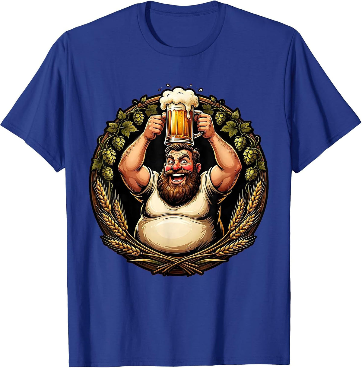 Men's Prost Bearded Tankard Raise Celebration Graphic T-Shirt - Royal Blue