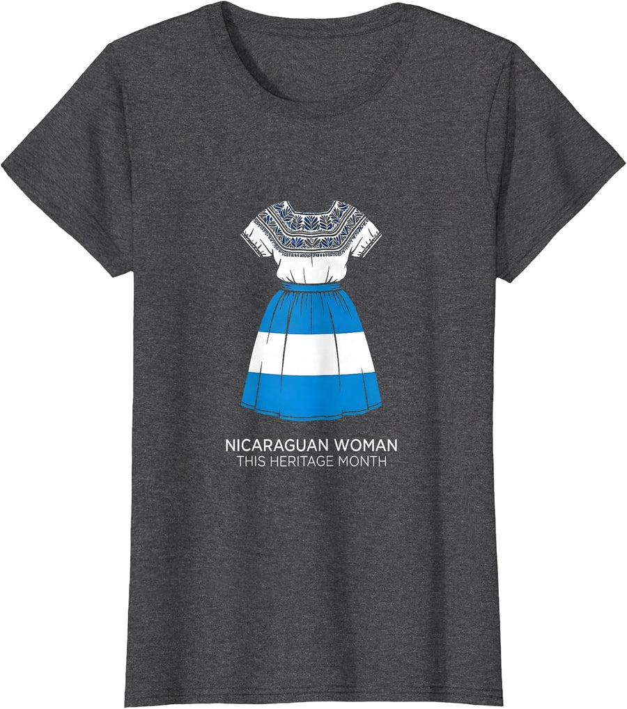 Women's Nicaraguan Woman This Heritage Month Patriotic Pride Family T-Shirt - Dark Heather Grey