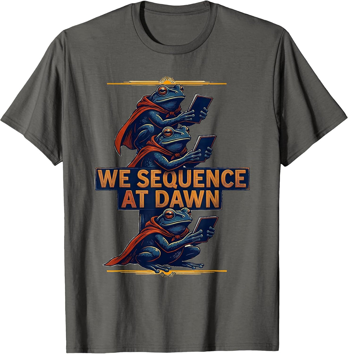 We Sequence At Dawn Funny Teacher Frog Back To School T-Shirt - Asphalt Grey
