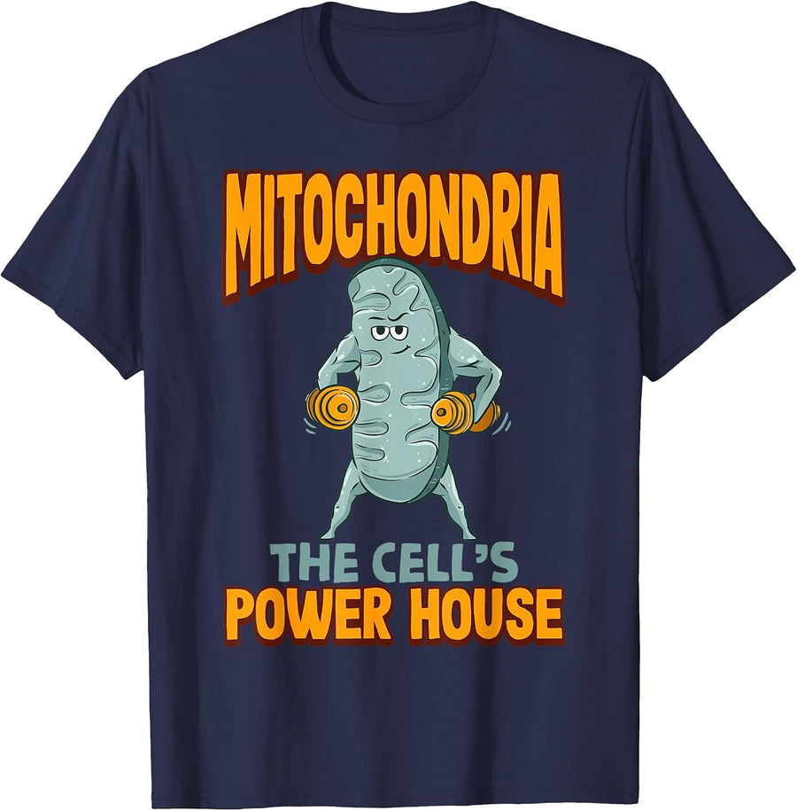 Mitochondria the Cell´s Power House Student Biology Teacher T-Shirt - Navy Blue