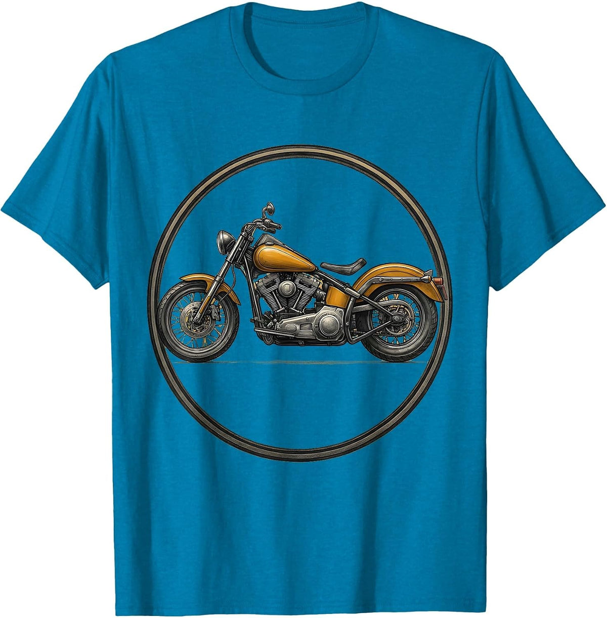 Lone Biker Desert Highway Motorcycle Graphic T-Shirt - Sapphire Blue