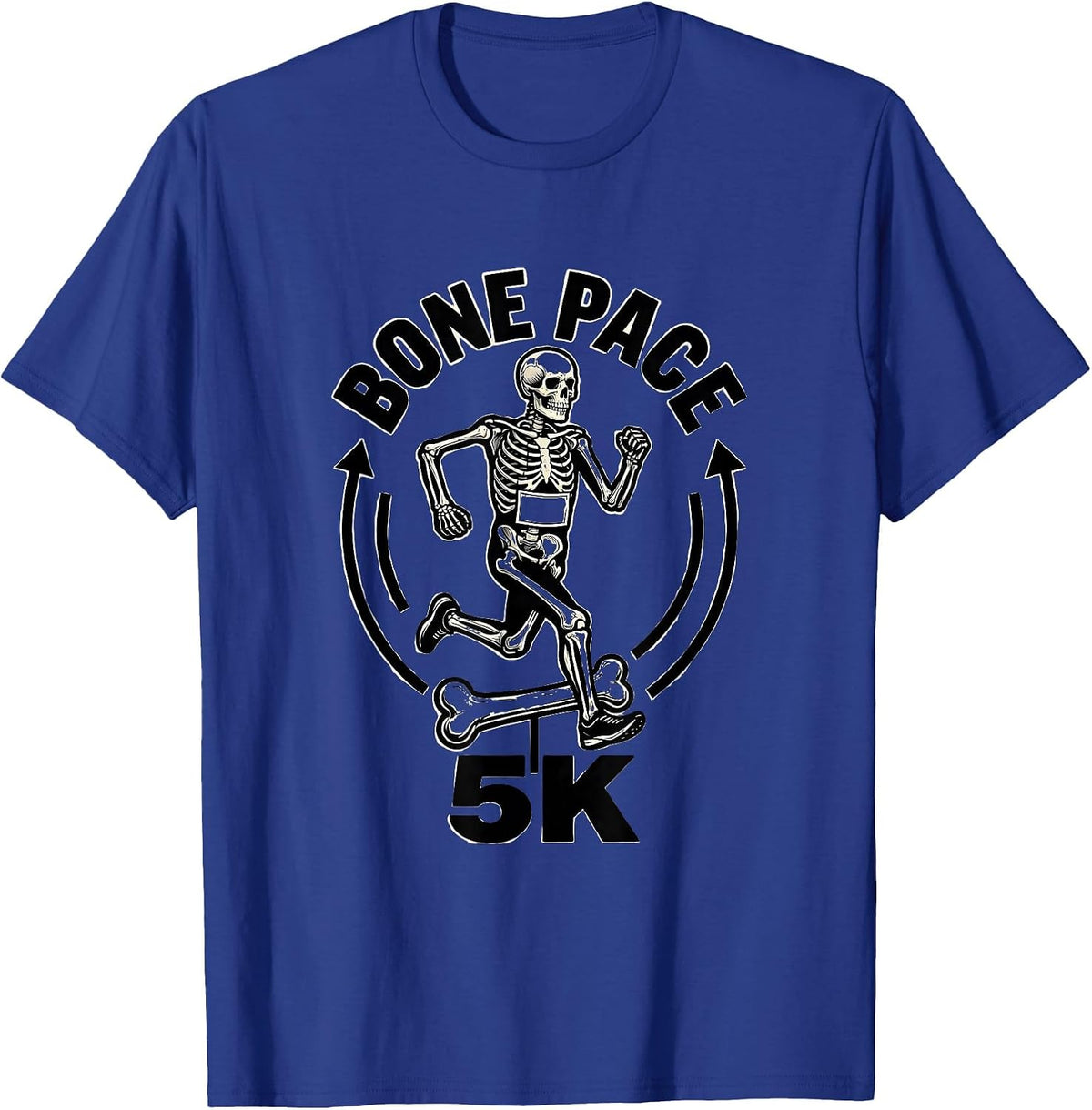 Men's Bone Pace 5K Funny Skeleton Runner Halloween Fun Run T-Shirt - Royal Blue