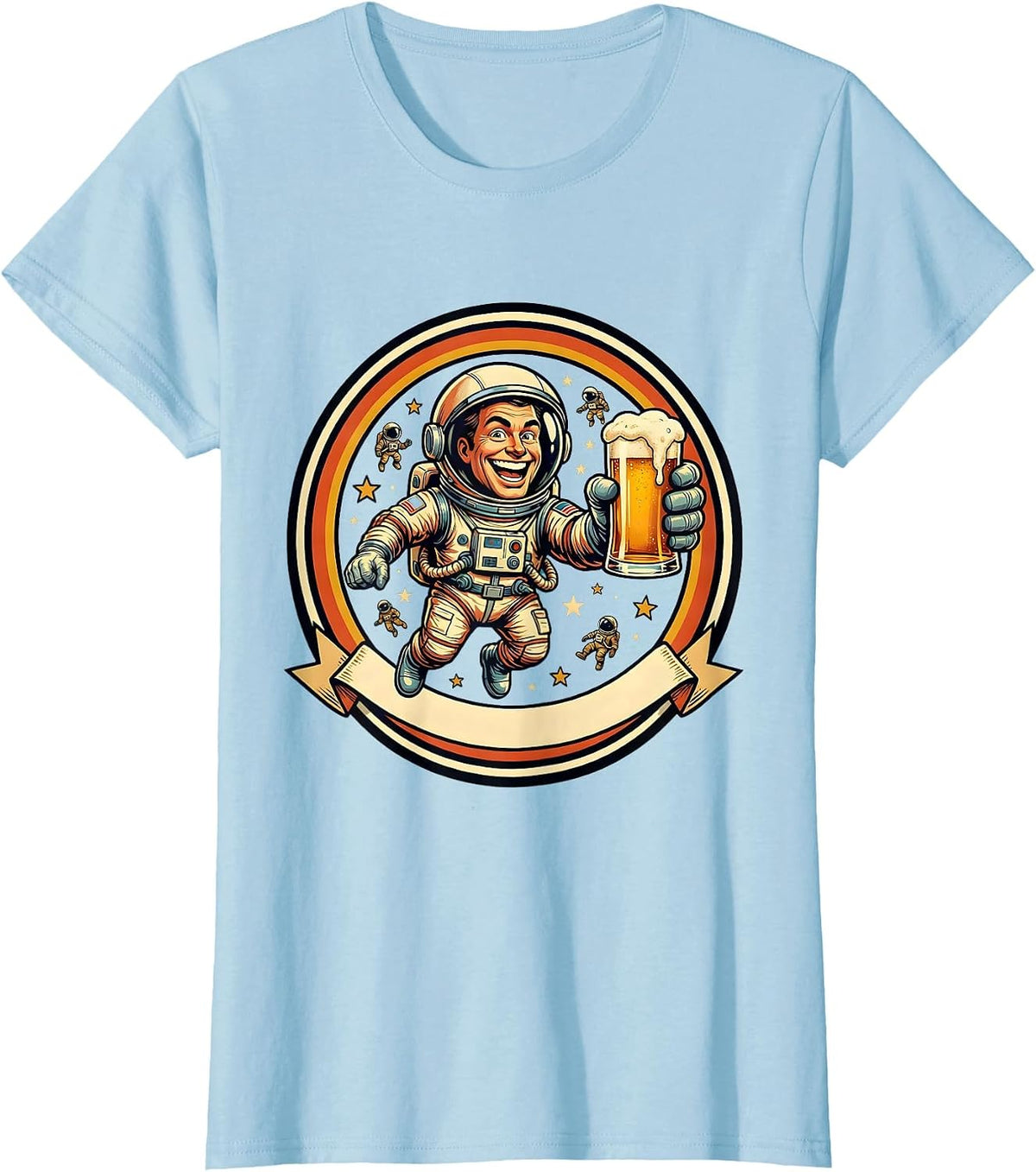Women's Astronaut Floating With a Pint Glass Beer Design T-Shirt - Baby Blue