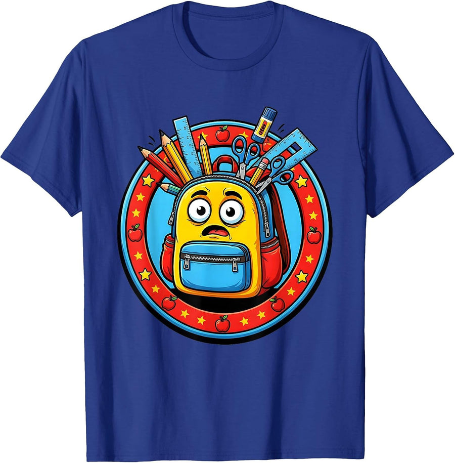 Middle School Teacher Overflowing Backpack Graphic T-Shirt - Royal Blue