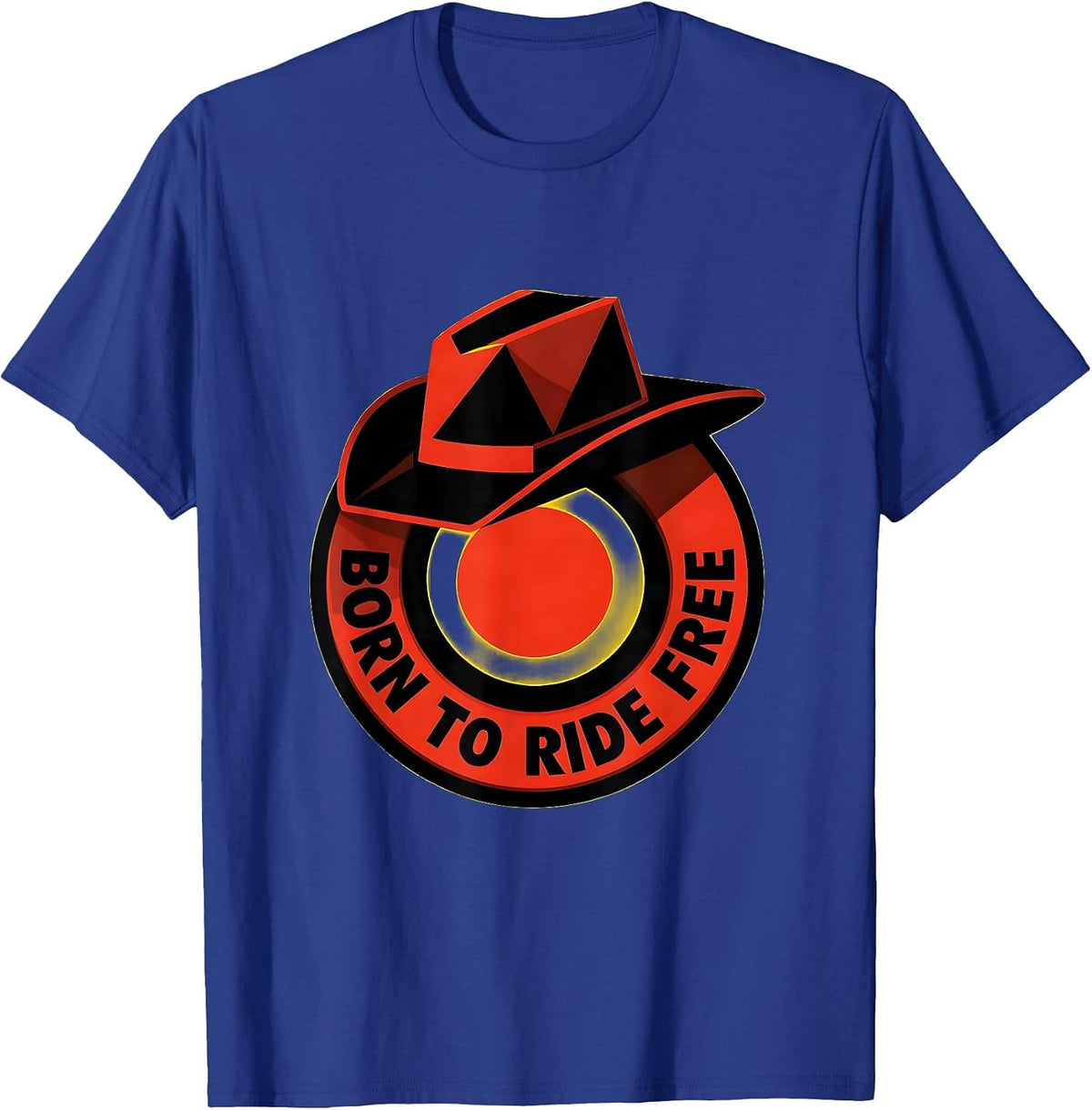 Born to Ride Free Western Spirit Design T-Shirt - Royal Blue