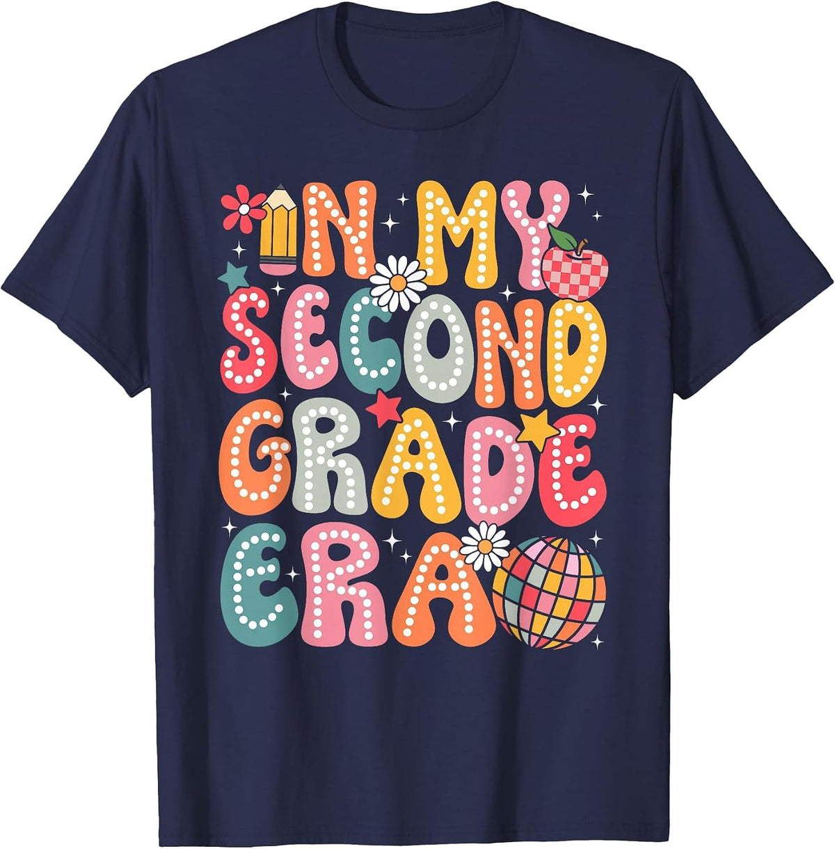 in My Second Grade Era 2nd Grade Teacher Kid Back to School T-Shirt - Navy Blue
