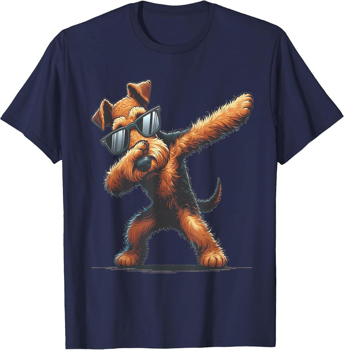 Dab Airedale Terrier Dancing Dabbing Dog T-Shirt - Navy Blue