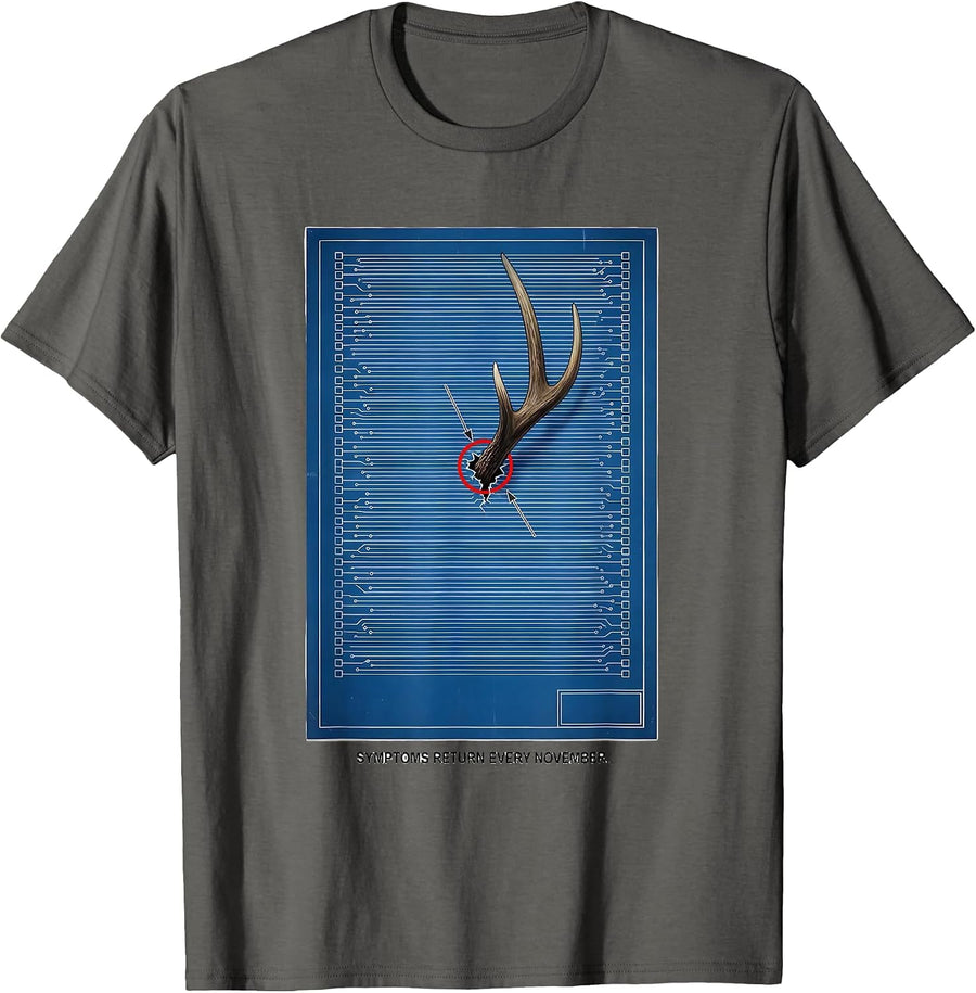 Symptoms Return Every November Funny Deer Hunting Camo Dad T-Shirt - Asphalt Grey