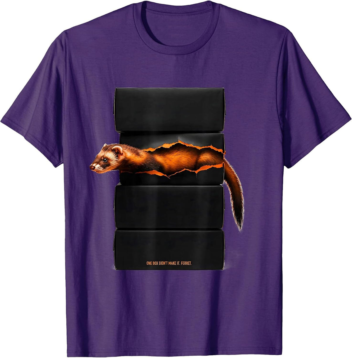 Men's One Box Didn't Make It Ferret Brutalist Ferret Lover T-Shirt - Purple