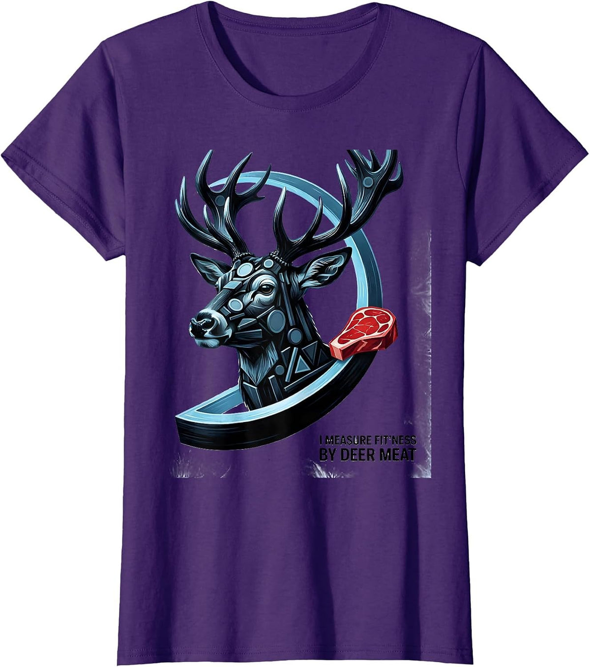 Women's I Measure Fit'ness By Deer Meat Funny Deer Hunting Dad Joke T-Shirt - Purple