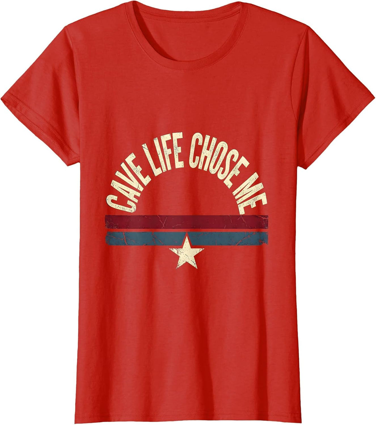 Cave Life Chose Me Funny Bat Design T-Shirt - Red