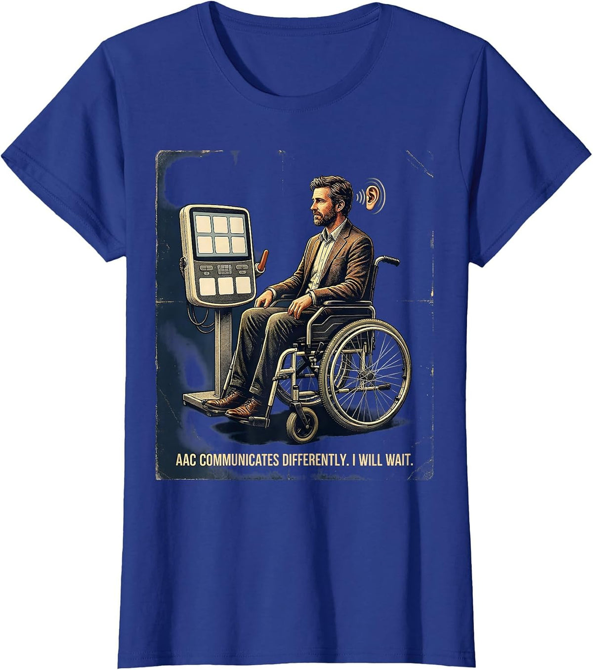 Women's AAC Communicates Differently I Will Wait Vintage T-Shirt - Royal Blue