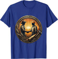 Farmer and Builder Unity Handshake Sunset Graphic T-Shirt - Royal Blue